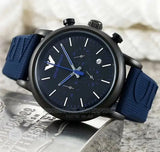 Emporio Armani  Luigi Chronograph Black Dial Blue Rubber Strap Watch For Men - AR11023