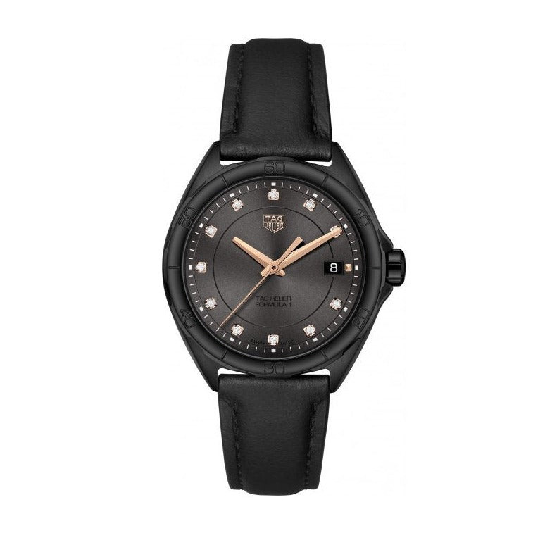 Ladies black top tag heuer watch