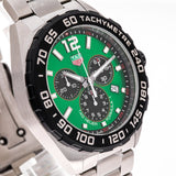 Tag Heuer Formula 1 Quartz Chronograph Green Dial Silver Steel Strap Watch for Men - CAZ101AP.BA0842