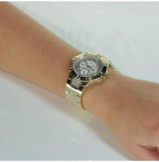 Guess Vista Diamonds Gold Dial Gold Steel Strap Watch for Women - W13573L1