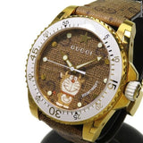 Gucci Dive Doraemon Brown Dial Brown Leather Strap Watch For Men - YA136334