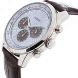 Guess Horizon Chronograph Analog Blue Dial Brown Leather Strap Watch For Men - W0380G6