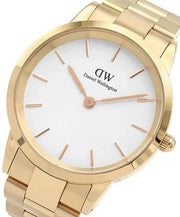 Daniel Wellington Iconic Link White Dial Gold Steel Strap Watch For Men - DW00100343