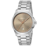 Gucci G Timeless Quartz Brown Dial Silver Steel Strap Watch for Men - YA126317