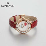 Swarovski Lovely Crystals Analog White Dial Red Leather Strap Watch for Women - 5297584