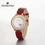 Swarovski Lovely Crystals Analog White Dial Red Leather Strap Watch for Women - 5297584