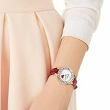 Swarovski Lovely Crystals Analog White Dial Red Leather Strap Watch for Women - 5297584