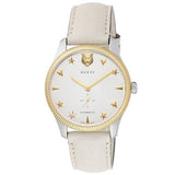 Gucci G Timeless Automatic Silver Dial Beige Leather Strap Watch For Men - YA126348