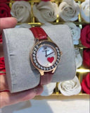 Swarovski Lovely Crystals Analog White Dial Red Leather Strap Watch for Women - 5297584