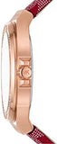 Michael Kors Lennox Three Hand Silver Dial Red Leather Strap Watch For Women - MK7308