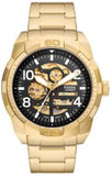 Fossil Bronson Automatic Skeleton Black Dial Gold Steel Strap Watch for Men - ME3257