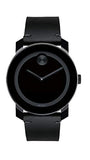 Movado Bold Black Dial Black Leather Strap Watch For Men - 3600306