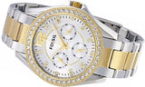 Fossil Riley White Dial Two Tone Steel Strap Watch for Women - ES3204