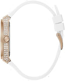 Guess Sport Multifunction Crystals Rose Gold Dial White Rubber Strap Watch For Women - GW0439L3