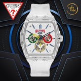 Guess Phoenix J Balvin White Dial Transparent Silicone Strap Watch For Men - V1051M1