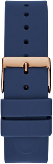 Guess Cubed Analog Rose Gold Dial Blue Leather Strap Watch For Women - GW0665L2