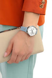 Tommy Hilfiger Brooke Silver Dial Light Blue Leather Strap Watch for Women - 1782023