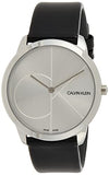 Calvin Klein Minimal Silver Dial Black Leather Strap Watch for Men - K3M211CY