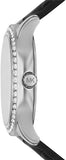 Michael Kors Sage Three-Hand Mother of Pearl White Dial Black Leather Strap Watch for Women - MK4821