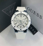 Guess Overdrive Chronograph White Dial White Rubber Strap Watch for Women - W0149L6