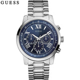 Guess Horizon Chronograph Quartz Blue Dial Silver Steel Strap Watch for Men - W0379G3