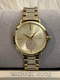 Michael Kors Portia Three-Hand Crystals Gold Dial Gold Steel Strap Watch for Women - MK4602