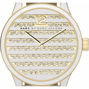 Marc Jacobs Lidia Stripe White Dial White Leather Strap Watch for Women - MBM1164