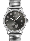 Hugo Boss Legacy Grey Dial Silver Mesh Bracelet Watch for Men - 1513673