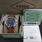 Fossil Grant Twist Multifunction Blue Dial Brown Leather Strap Watch for Men - ME1161