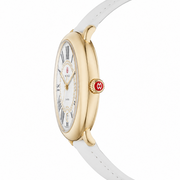 Michele Serein Mother of Pearl Dial White Leather Strap Watch for Women - MWW21B000018