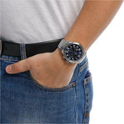 Tommy Hilfiger Trent Chronograph Black Dial Silver Steel Strap Watch for Men - 1791054