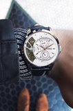 Fossil Townsman Twist Multifunction White Dial Black Leather Strap Watch for Men - ME1164