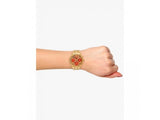 Guess Mini Sunrise Quartz Analog Orange Dial Gold Steel Strap Watch For Women - W0448L7