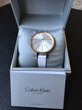 Calvin Klein Equal Silver Dial White Leather Strap Watch for Women - K3E236L6