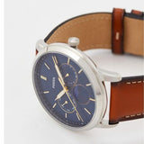 Fossil Neutra Minimalist Moonphase Blue Dial Brown Leather Strap Watch for Men - FS5903