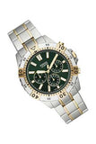 Fossil Garrett Chronograph Green Dial Two Tone Steel Strap Watch for Men - FS5622