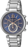 Michael Kors Sawyer Navy Blue Dial Silver Steel Strap Watch for Women - MK6224