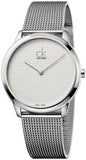 Calvin Klein Minimal White Dial Silver Mesh Bracelet Watch for Men - K3M2112Y