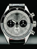 Tag Heuer Autavia Chronometer Flyback Chronograph Silver Dial Black Leather Strap Watch for Men - CBE511B.FC8279