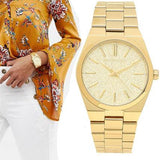 Michael Kors Channing Quartz Gold Dial Gold Steel Strap Watch For Women - MK6623