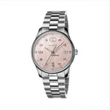 Gucci G Timeless Diamonds Mother of Pearl Pink Dial Silver Steel Strap Watch for Women - YA1265062