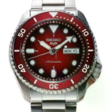 Seiko 5 Sports Mechanical Limited Edition Red Dial Silver Steel Strap Watch For Men - SRPK63K1