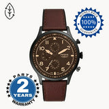 Fossil Retro Pilot Chronograph Brown Dial Brown Leather Strap Watch for Men - FS5833