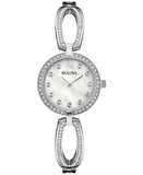 Bulova Crystal Collection Mother of Pearl Dial Silver Steel Strap Watch for Women - 96L223