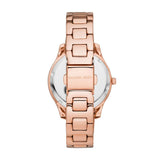 Michael Kors Lilane Three Hand Mother of Pearl White Dial Rose Gold Steel Strap Watch For Women - MK4557