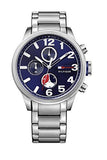 Tommy Hilfiger Jackson Chronograph Blue Dial Silver Steel Strap Watch for Men - 1791242