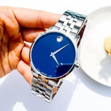 Movado Museum Classic Blue Dial Silver Steel Strap Watch for Men - 0607212