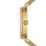 Michael Kors Parker Three-Hand Gold Dial Brown Leather Strap Watch For Women - MK4725