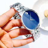 Movado Museum Classic Blue Dial Silver Steel Strap Watch for Men - 0607212