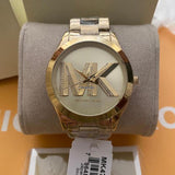 Michael Kors Runway Gold Dial Gold Steel Strap Watch For Women - MK4732